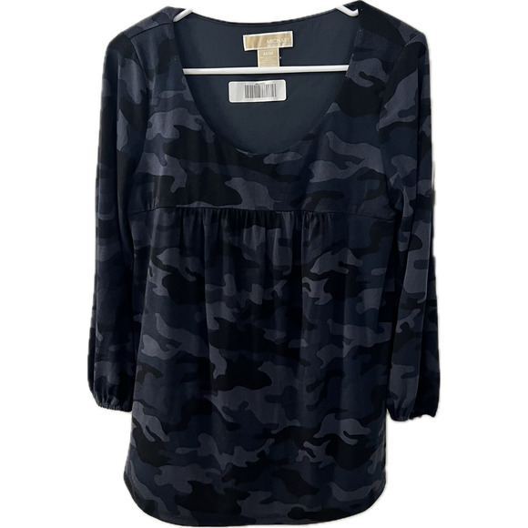 Women's Michael Kors Blue Camo Blouse Size M - Picture 1 of 4